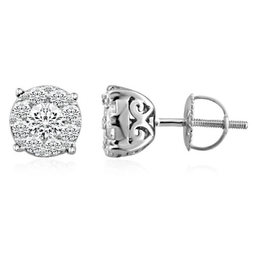 LADIES EARRINGS 0.50CT ROUND DIAMOND 14K WHITE GOLD (SI QUALITY) 1 58908W
