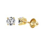 LADIES SOLITAIRE EARRINGS 1.00CT ROUND DIAMOND 14K YELLOW GOLD 2 63291Y