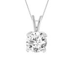 LADIES SOLITAIRE PENDANT WITH CHAIN 0.50CT ROUND DIAMOND 14K WHITE GOLD 2 65052W