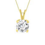 LADIES SOLITAIRE PENDANT WITH CHAIN 0.50CT ROUND DIAMOND 14K YELLOW GOLD 2 65052Y