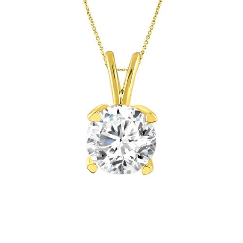 LADIES SOLITAIRE PENDANT WITH CHAIN 0.50CT ROUND DIAMOND 14K YELLOW GOLD 1 65052Y