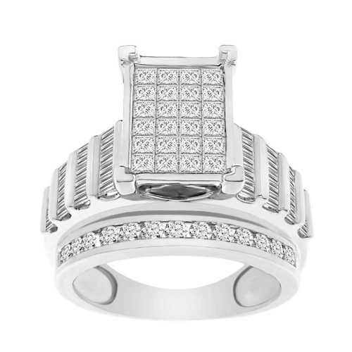 LADIES RING 2.00CT ROUND/PRINCESS/BAGUETTE DIAMOND 10K WHITE GOLD 1 65191W