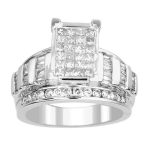 LADIES RING 1.50CT ROUND/PRINCESS/BAGUETTE DIAMOND 10K WHITE GOLD 2 65197W