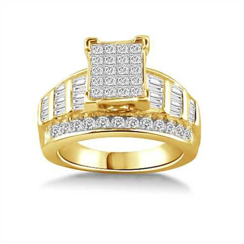 LADIES RING 1.50CT ROUND/PRINCESS/BAGUETTE DIAMOND 10K YELLOW GOLD 1 65197Y