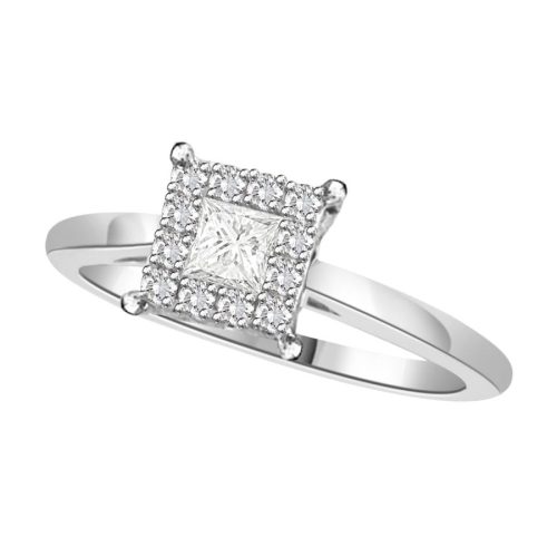 LADIES RING 0.25CT ROUND/PRINCESS DIAMOND 14K WHITE GOLD (SI QUALITY) 1 69415W A