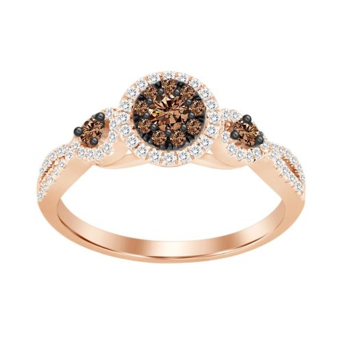 LADIES RING 0.40CT ROUND DARK BROWN DIAMOND 14K ROSE GOLD 1 71790R