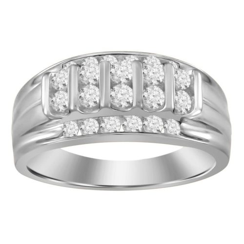 MEN'S BAND 1.00CT ROUND DIAMOND 10K WHITE GOLD 1 78101W