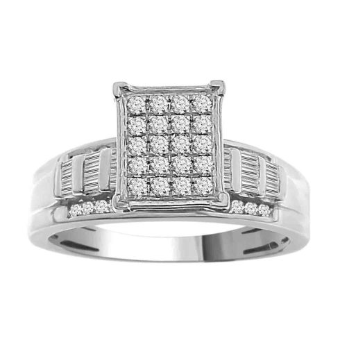 LADIES RING 0.50CT ROUND/BAGUETTE DIAMOND 10K WHITE GOLD 1 81865W