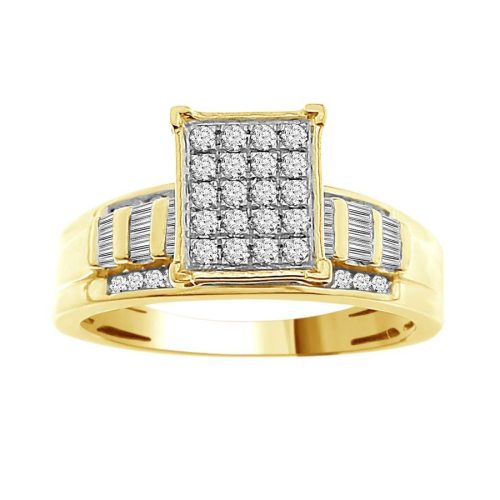 LADIES RING 0.50CT ROUND/BAGUETTE DIAMOND 10K YELLOW GOLD 1 81865Y