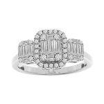 LADIES RING 0.65CT ROUND/BAGUETTE DIAMOND 14K WHITE GOLD 2 84732W