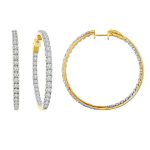 LADIES HOOP EARRINGS 5.00CT ROUND DIAMOND 14K YELLOW GOLD (SI QUALITY) 2 85589Y