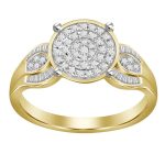 LADIES RING 0.30CT ROUND/BAGUETTE DIAMOND 10K YELLOW GOLD 2 88270Y