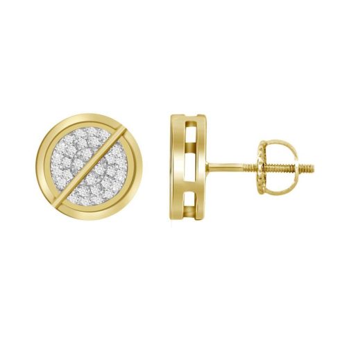 LADIES STUD EARRINGS 1.00CT ROUND DIAMOND 10K YELLOW GOLD 1 88569Y
